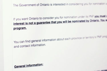 OINP: nomeação provincial de Ontario