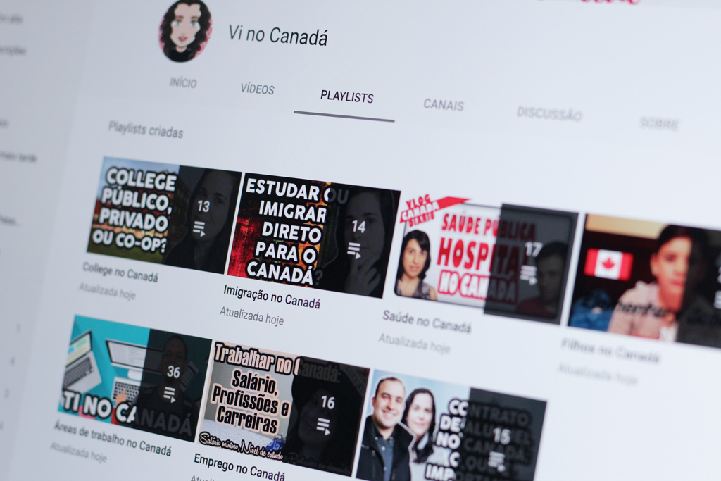 Playlists no YouTube com vídeos sobre o Canadá