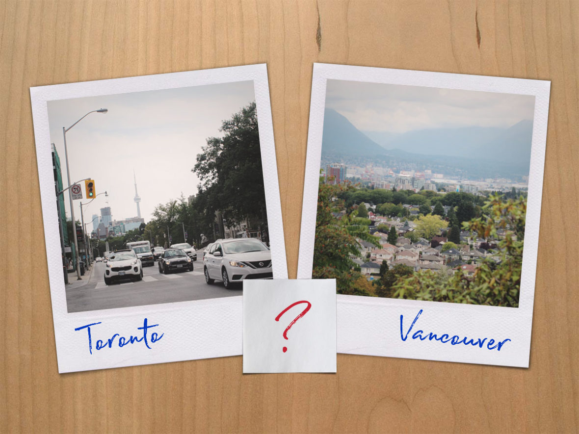 Em qual cidade queremos morar: Toronto ou Vancouver?