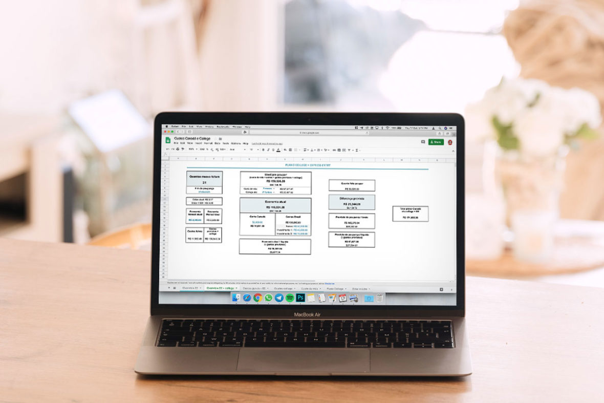 Planilha financeira para imigração no Canadá (via college ou Express Entry) – nova versão!